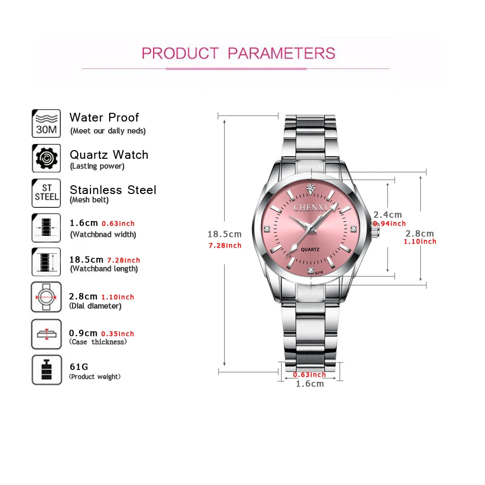 Fashionable Women's Quartz Watch with Rhinestone Accents – A Concise and Chic Timepiece for Every Stylish Lady