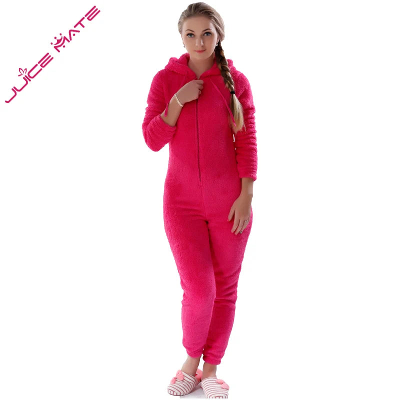 Hooded Onesie for Women – Embrace Cozy Sleepwear in Plus Size Jumpsuits with Stitch Detail