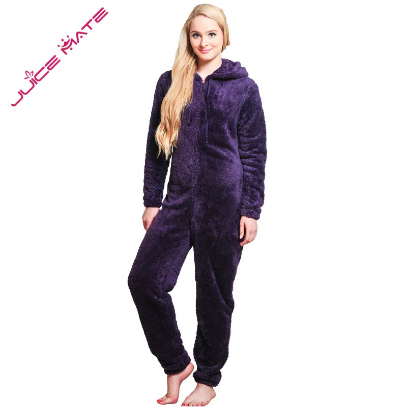 Hooded Onesie for Women – Embrace Cozy Sleepwear in Plus Size Jumpsuits with Stitch Detail