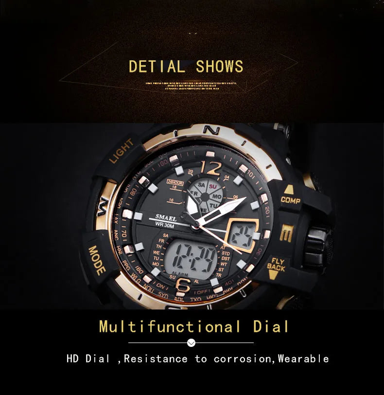 SMAEL Big Dial LED Digital Sport Watch for Men: Top Brand Luxury, Military Style, and Precision Timekeeping