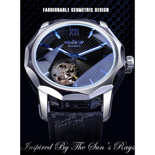 Ocean-Inspired Geometry Design with Transparent Skeleton Dial – A Top Brand Luxury Automatic Fashion Mechanical Watch for Timeless Elegance