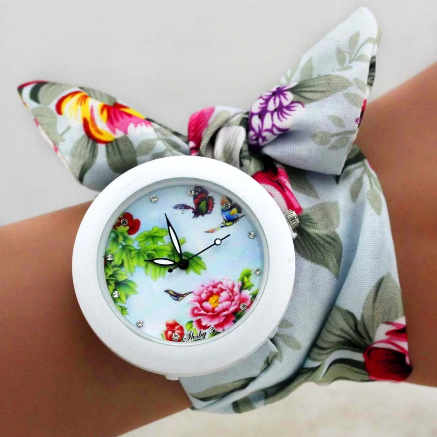 Shsby Blooms: New Design Ladies Flower Cloth Wrist Watch – Fashionable Dress Watch for Women with High-Quality Fabric Elegance