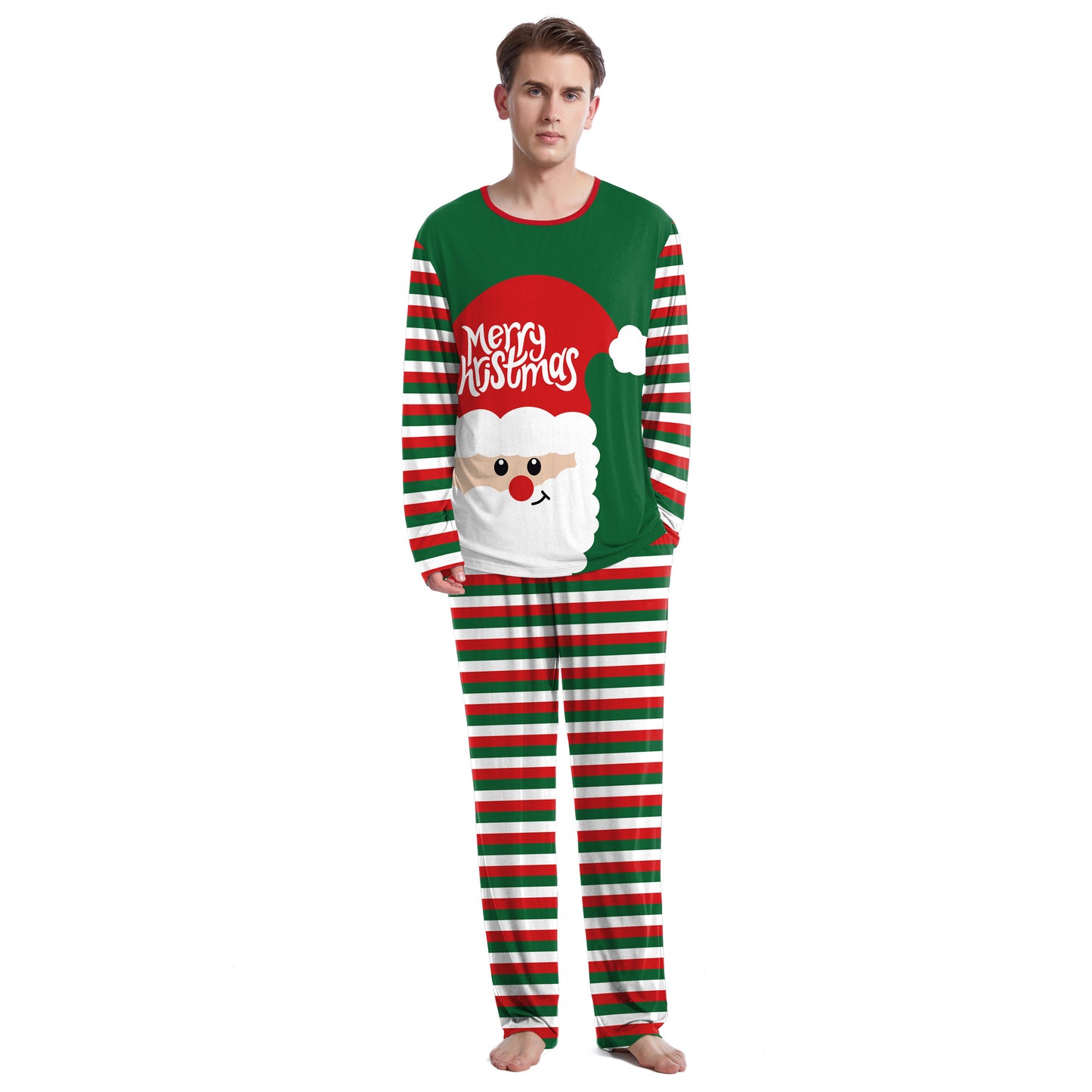 Cozy Christmas Couple Pajama Set Long Sleeve Round Neck Sweatpants for Comfortable Holiday Evenings