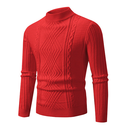 Men's Slim-Fit Knitted Pullover: Casual Stand Collar Sweater