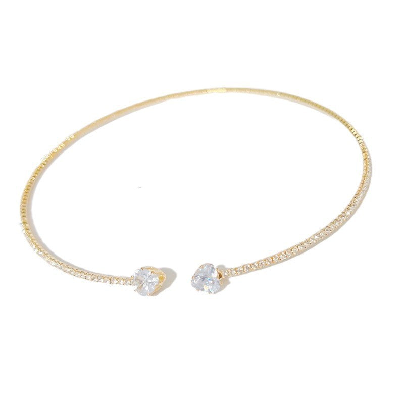 Sparkling Rhinestone Heart Choker Necklace Fashion Jewelry for Women Stylish Accessories