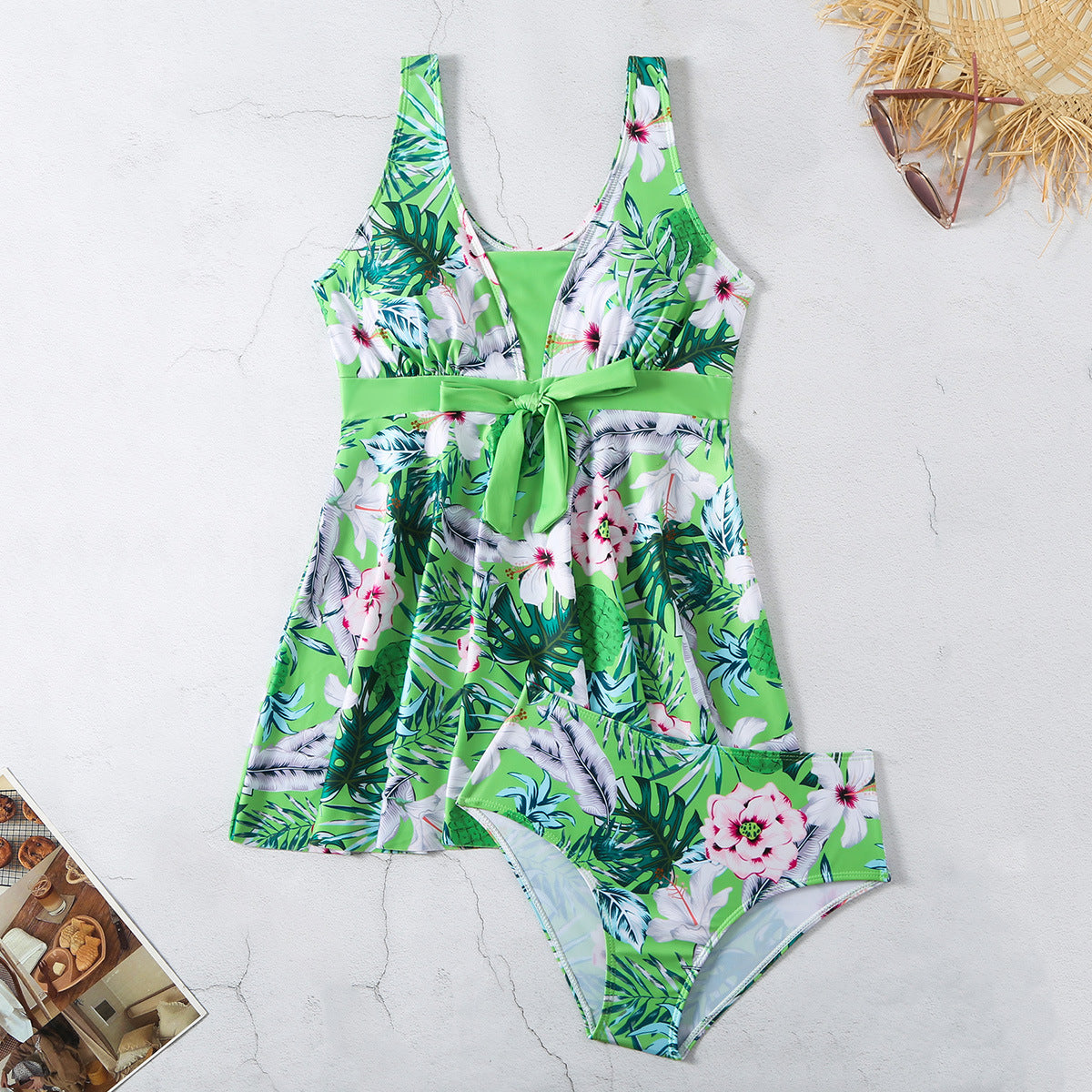 Ocean Breeze Women V Neck Printed Split Bikini Swimsuit for Stylish Summer Waves