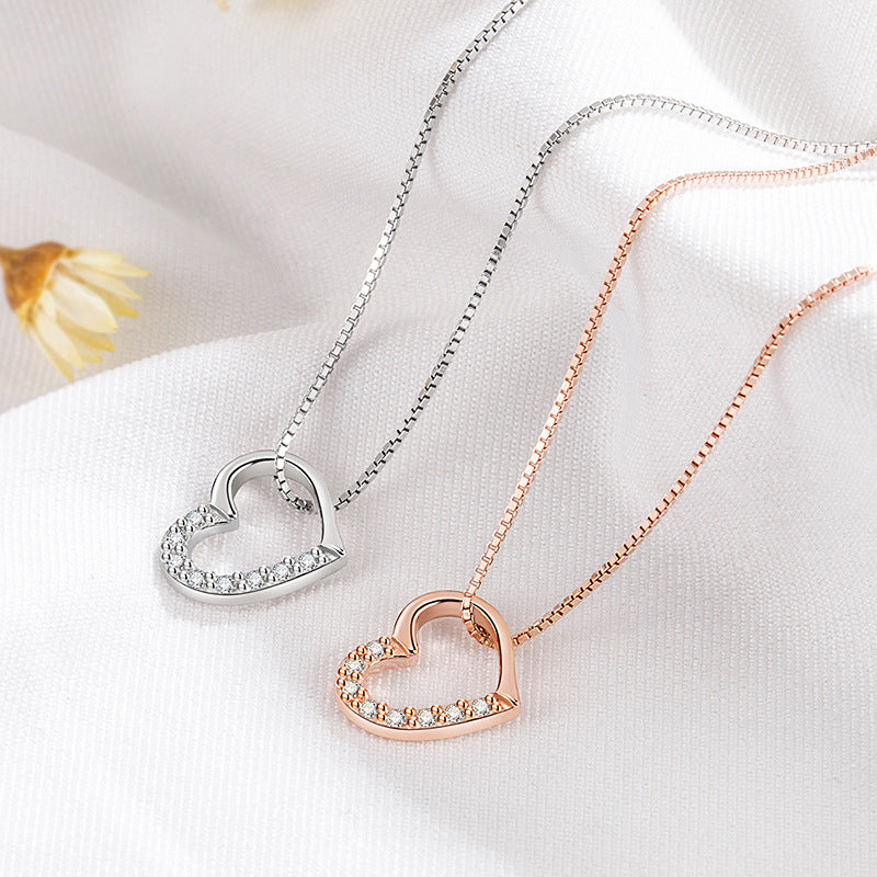 Chic Heart Pendant Necklace S925 Sterling Silver for Women Fashion Jewelry Gifts