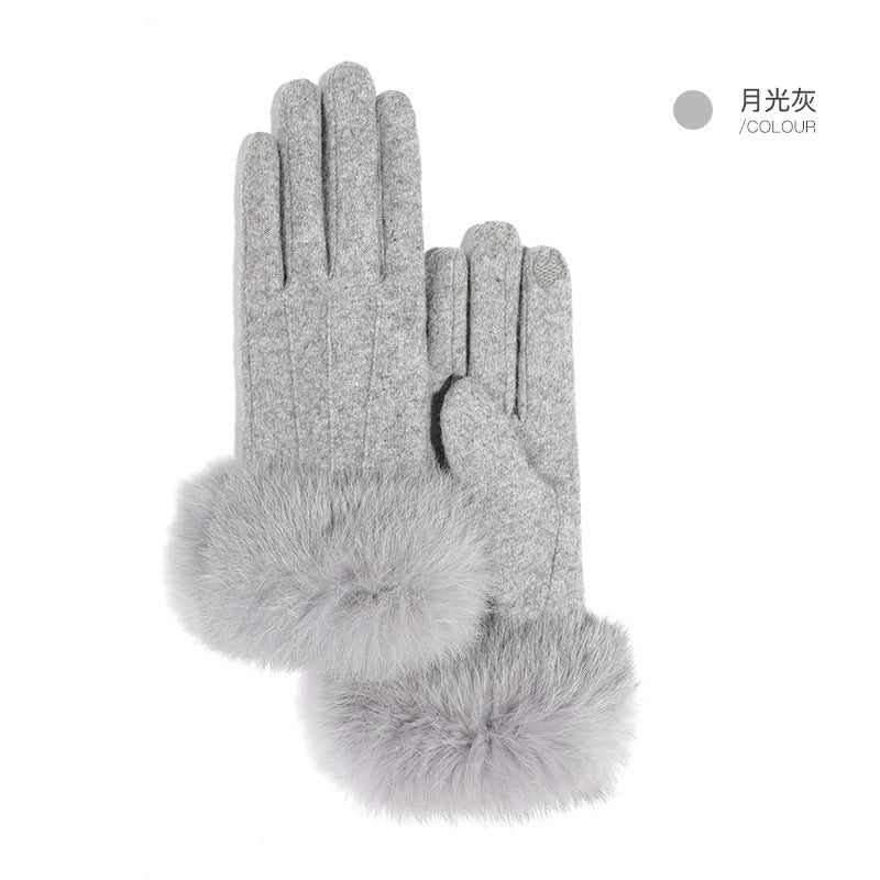 Cozy Chic Women Autumn and Winter Wool Gloves with Velvet Lining and Thickening for Warmth Perfect for Winter Riding Windproof and Touch Screen Compatible with Cashmere Warmth]