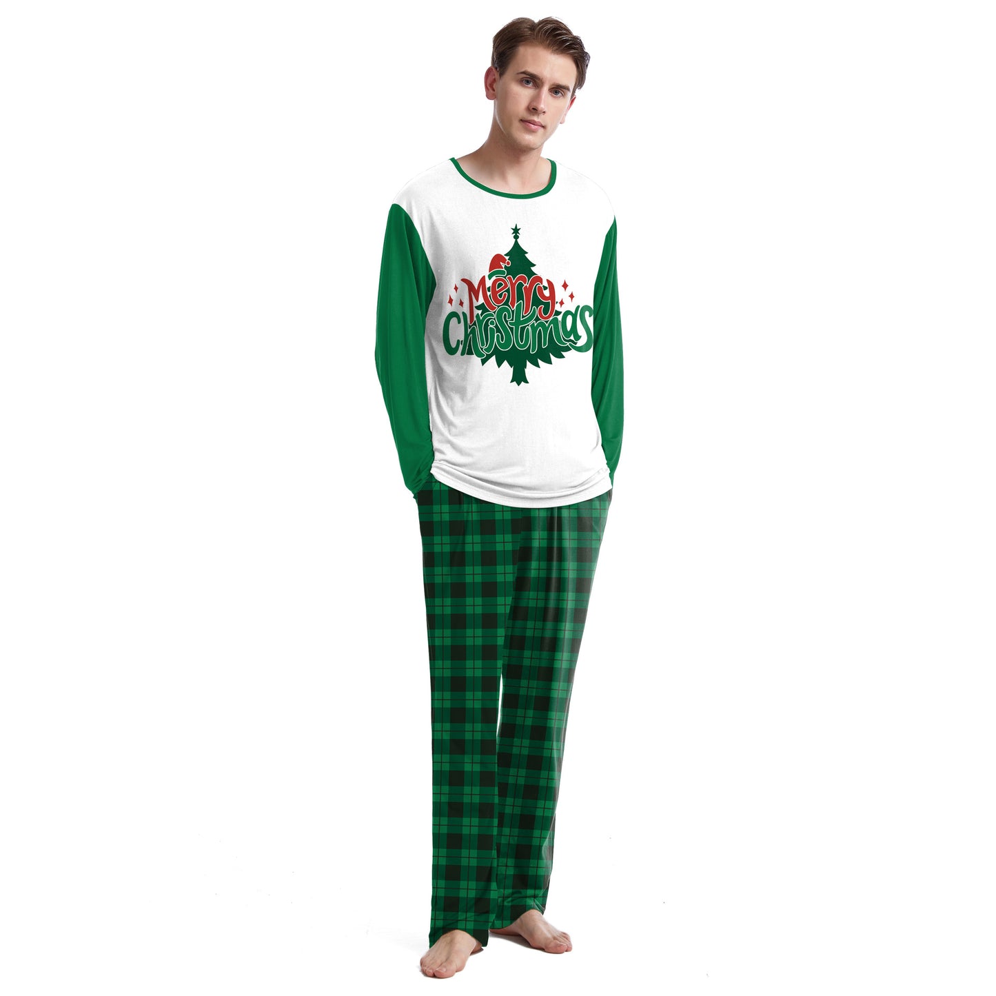 Cozy Christmas Couple Pajama Set Long Sleeve Round Neck Sweatpants for Comfortable Holiday Evenings