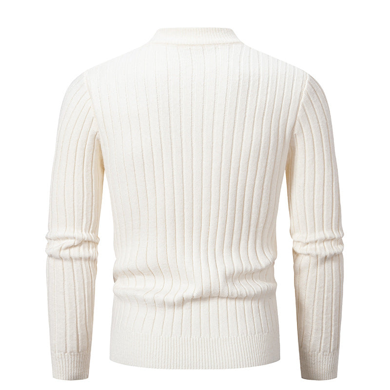 Men's Slim-Fit Knitted Pullover: Casual Stand Collar Sweater