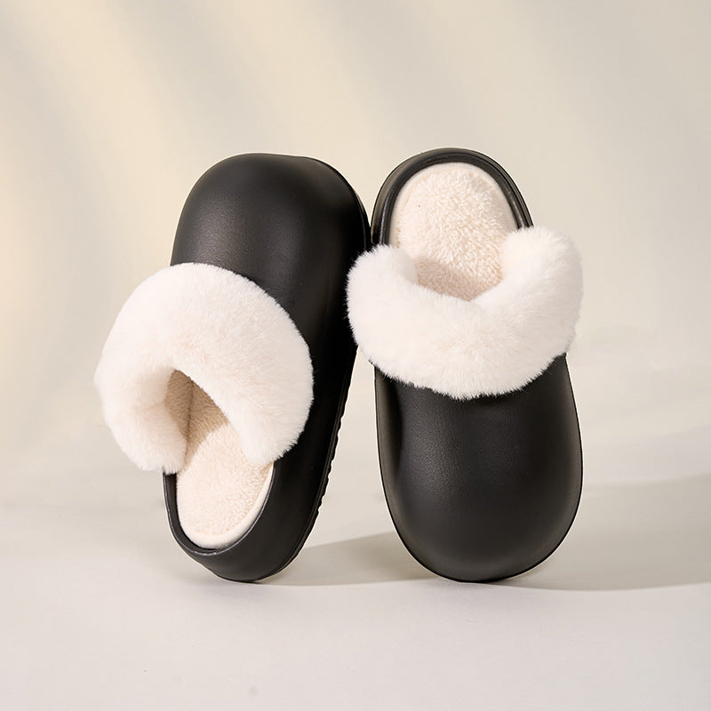 Removable Slippers Winter Waterproof Plush Shoes Household Thick Bottom Detachable Warm Fuzzy Home Slippers Bedroom House Shoes Women