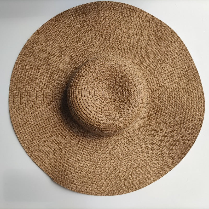 Radiant Sun Protection Light Board 14cm Big Brim Straw Hat Your Essential Companion for Women Sun Proof Beach Dome Style