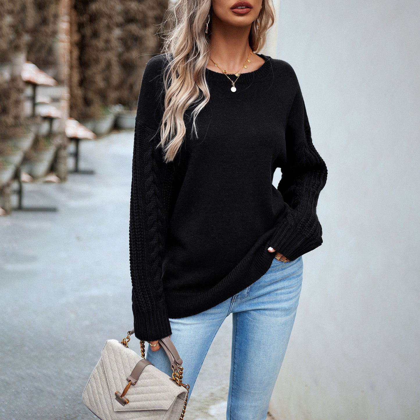 Women's Batwing Sleeve Fall Sweater: Fashionable Oversized Ribbed Knit