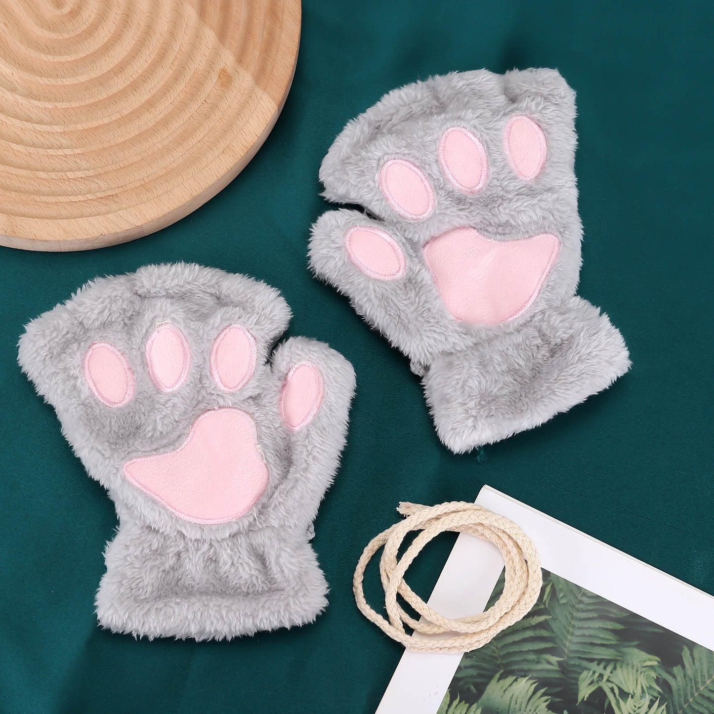 Korean Style Cat Claw Gloves - Warm and Cute Winter Fingerless Gloves for Women