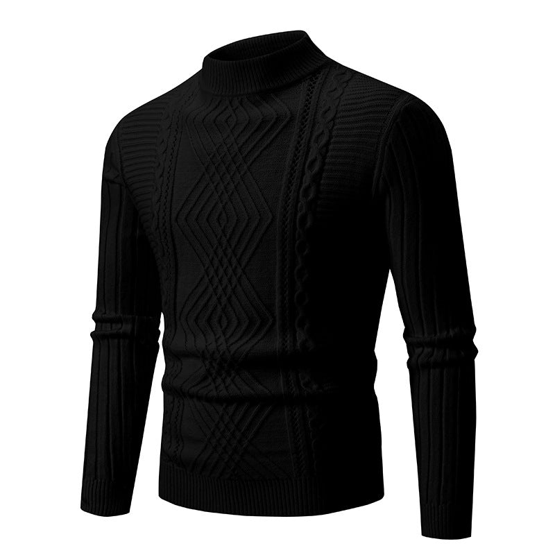 Men's Slim-Fit Knitted Pullover: Casual Stand Collar Sweater