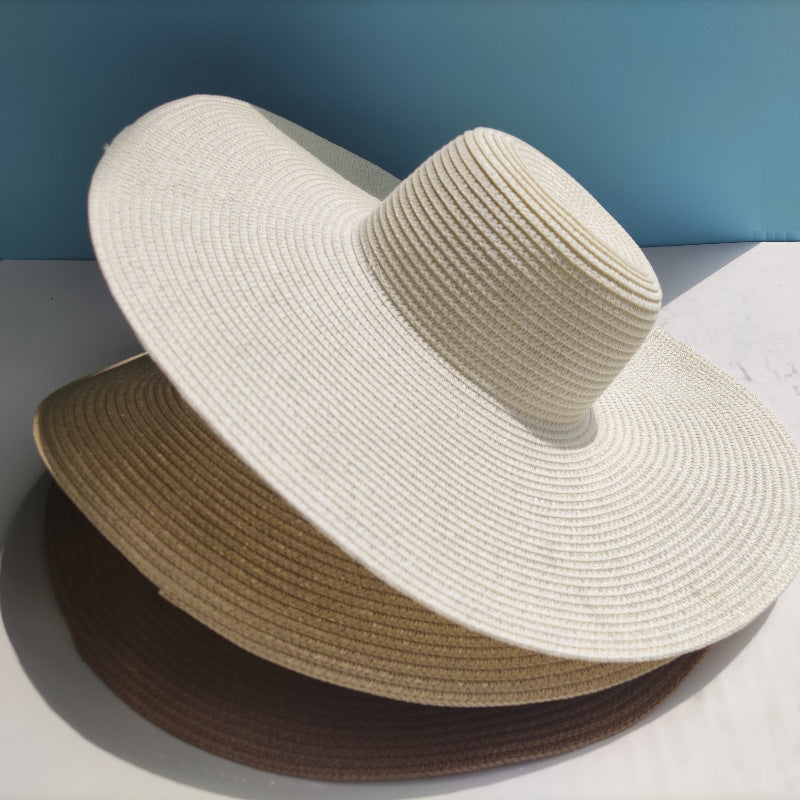 Radiant Sun Protection Light Board 14cm Big Brim Straw Hat Your Essential Companion for Women Sun Proof Beach Dome Style