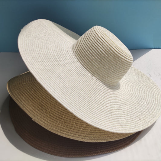 Radiant Sun Protection Light Board 14cm Big Brim Straw Hat Your Essential Companion for Women Sun Proof Beach Dome Style