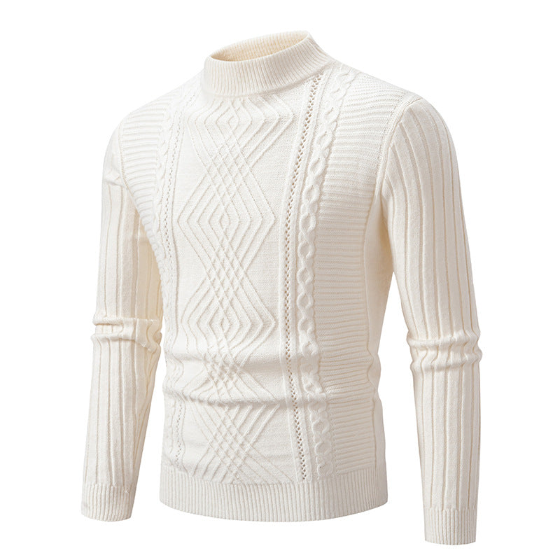 Men's Slim-Fit Knitted Pullover: Casual Stand Collar Sweater