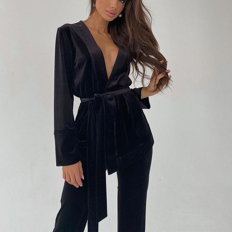 Velvet Women's Top and Trousers Suit