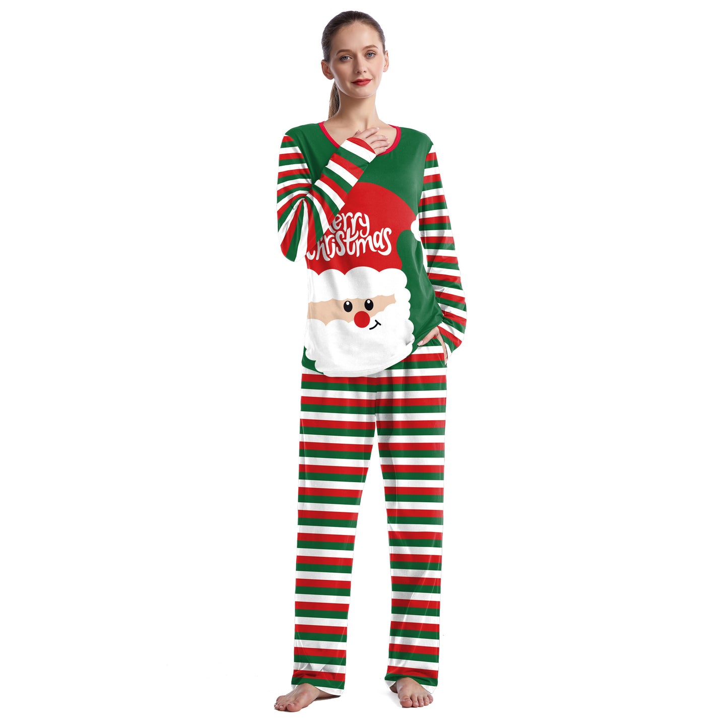 Cozy Christmas Couple Pajama Set Long Sleeve Round Neck Sweatpants for Comfortable Holiday Evenings