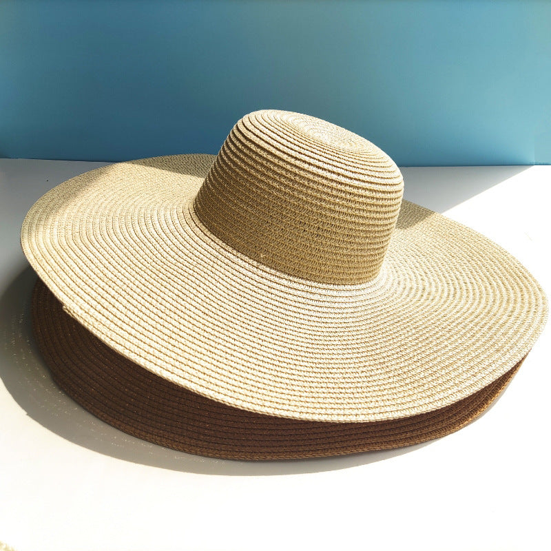 Radiant Sun Protection Light Board 14cm Big Brim Straw Hat Your Essential Companion for Women Sun Proof Beach Dome Style