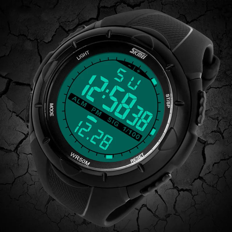 SKMEI 1025: Fashionably Rugged – A Simple Military-Inspired Digital Watch for Men, Packed with Alarms and Waterproof Resilience