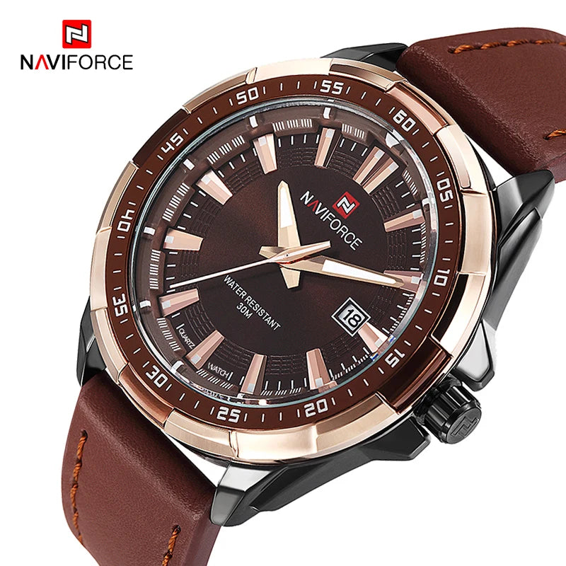 Top Luxury Brand Sport Watch for Men – Waterproof Quartz Precision, Military-inspired, with Leather Wrist Appeal