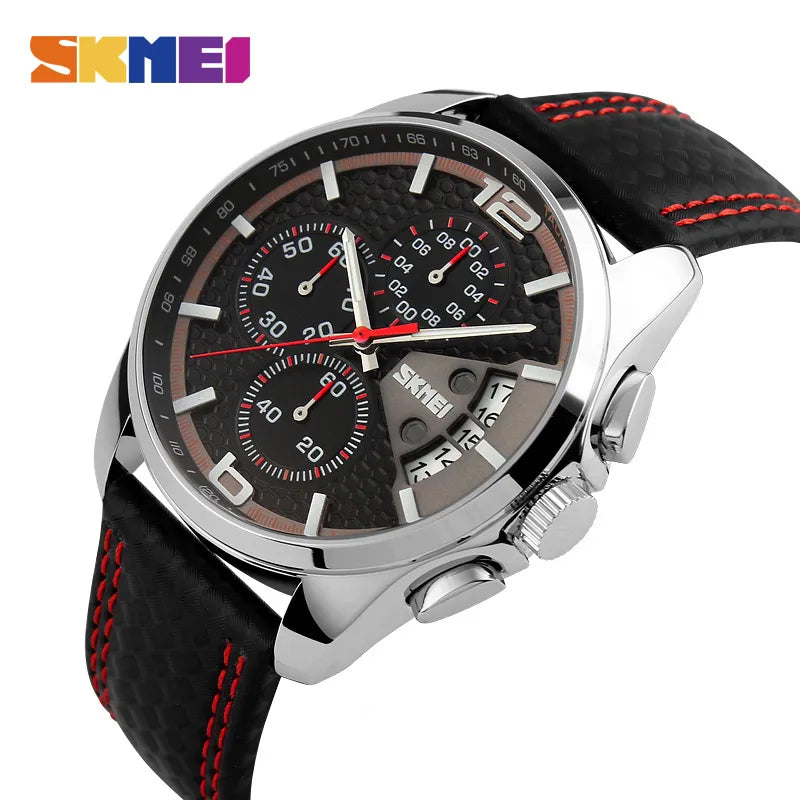 Luxury Leather Strap Men Watch Brand with 5Bar Waterproof Quartz Precision