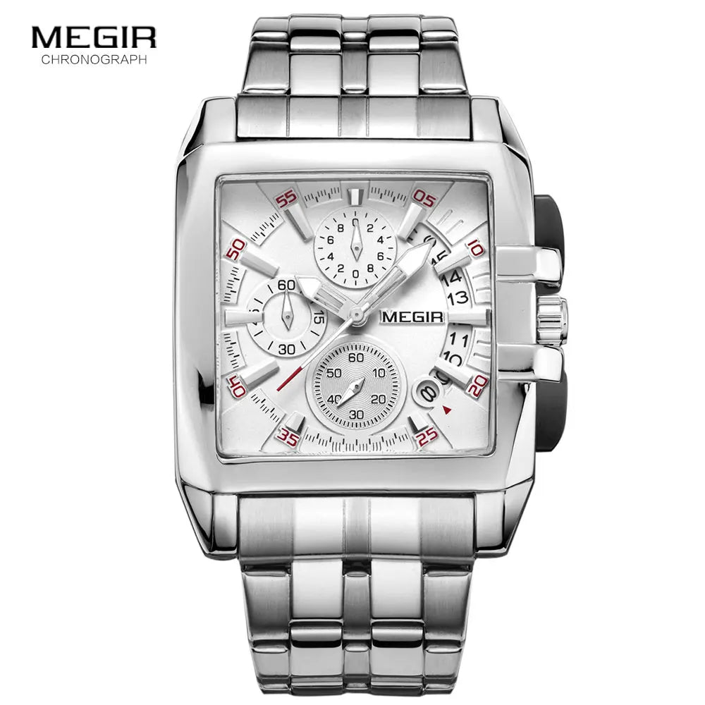 Hot Fashion Men's Quartz Watch – Luxury Stainless Steel Wristwatch with Luminous Three-Eyes Detail for the Discerning Male