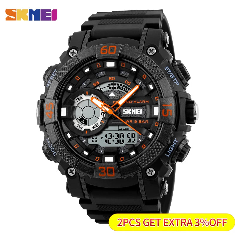 Fashion Dial meets Outdoor Adventure – Men's Electronic Quartz Digital Watch with 50M Waterproof Capability for the Modern Explorer