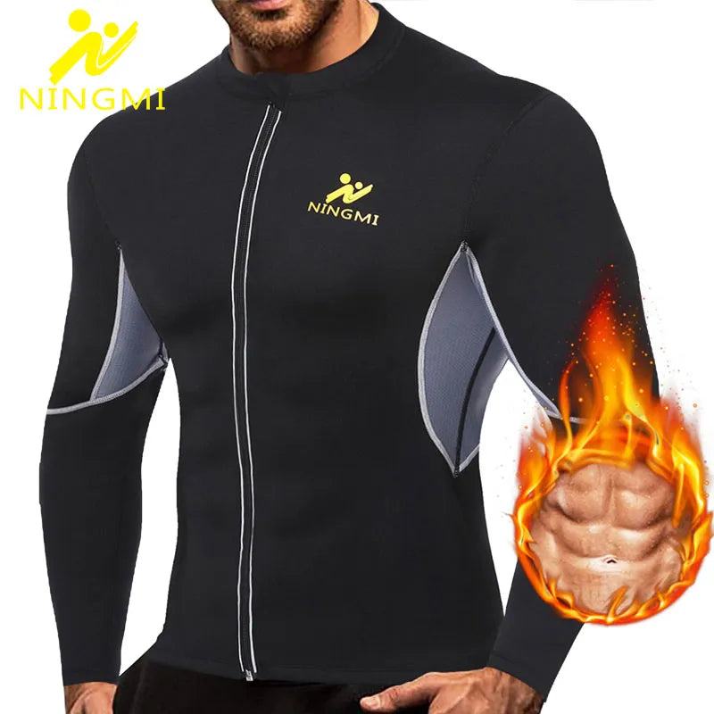 Men's Neoprene Sauna Jacket Long Sleeve Fitness Tights for Home Gym, Ultimate Waist Trainer for Weight Loss and Body Shaping