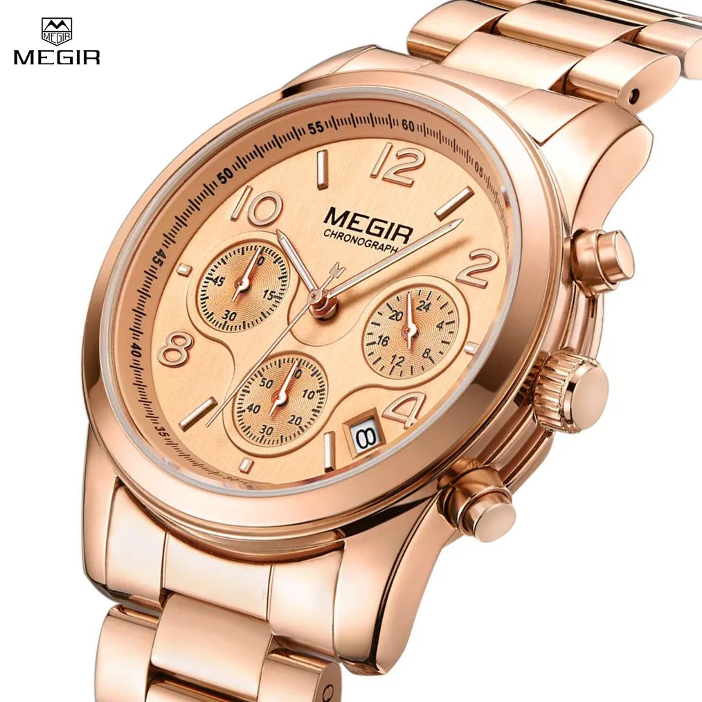 MEGIR 2057: Elegance and Precision in Women's Luxury Quartz Chronograph Watch - A Top-Brand Fashion Accessory (Relogio Feminino)