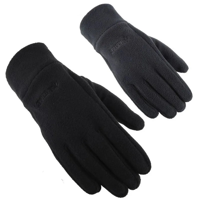 Stay Cozy in Winter: Unisex Polar Fleece Gloves for Cold Adventures, Perfect for Motorcycle Riding and Cycling in Stylish Black