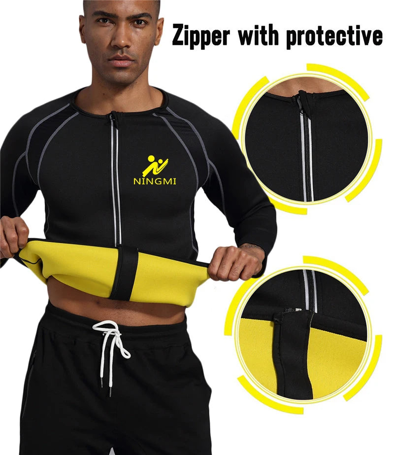 Men's Neoprene Sauna Jacket Long Sleeve Fitness Tights for Home Gym, Ultimate Waist Trainer for Weight Loss and Body Shaping