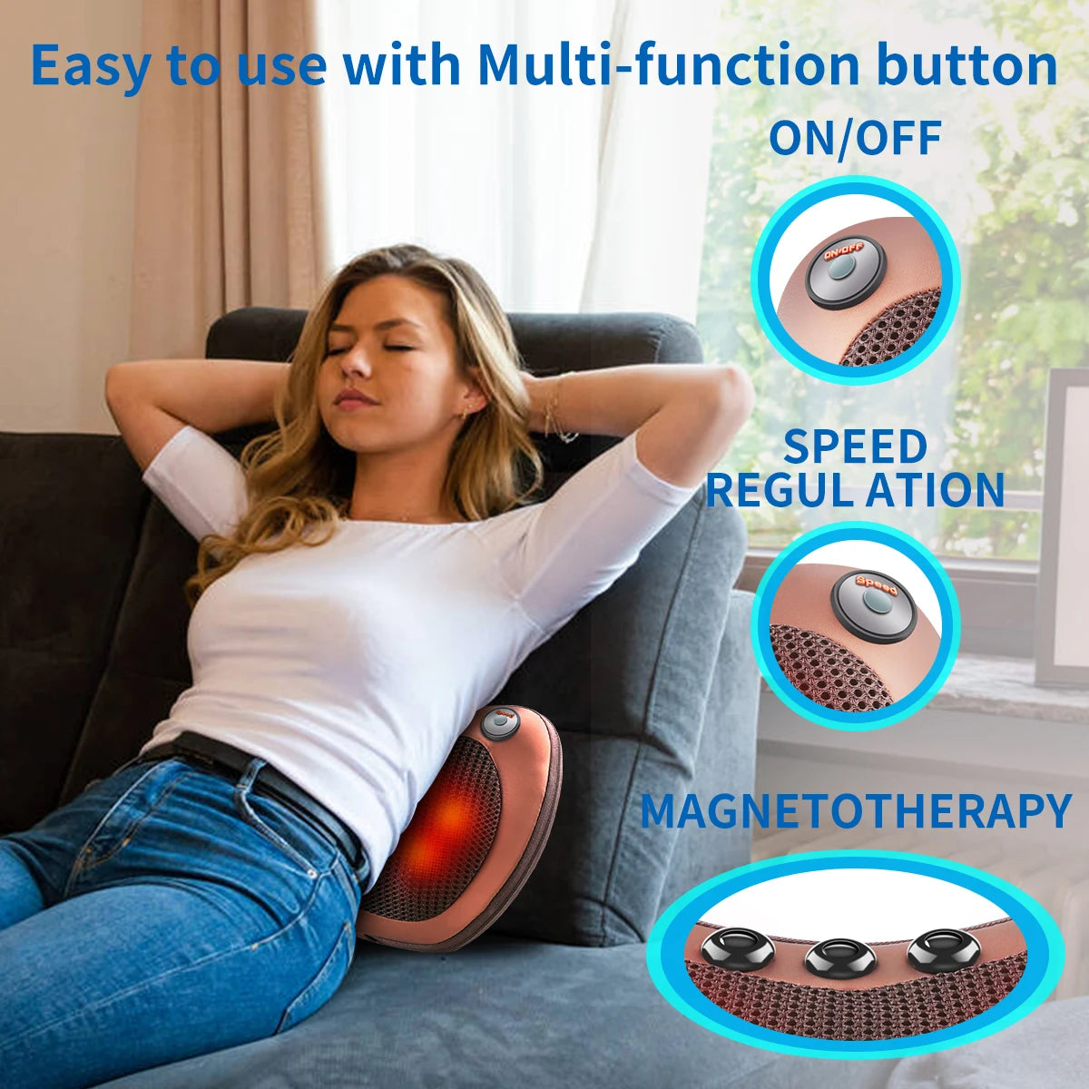 Relax Massage Pillow Electric Magnet Head Shoulder Back Heating Kneading Infrared therapy pillow shiatsu Neck Massager