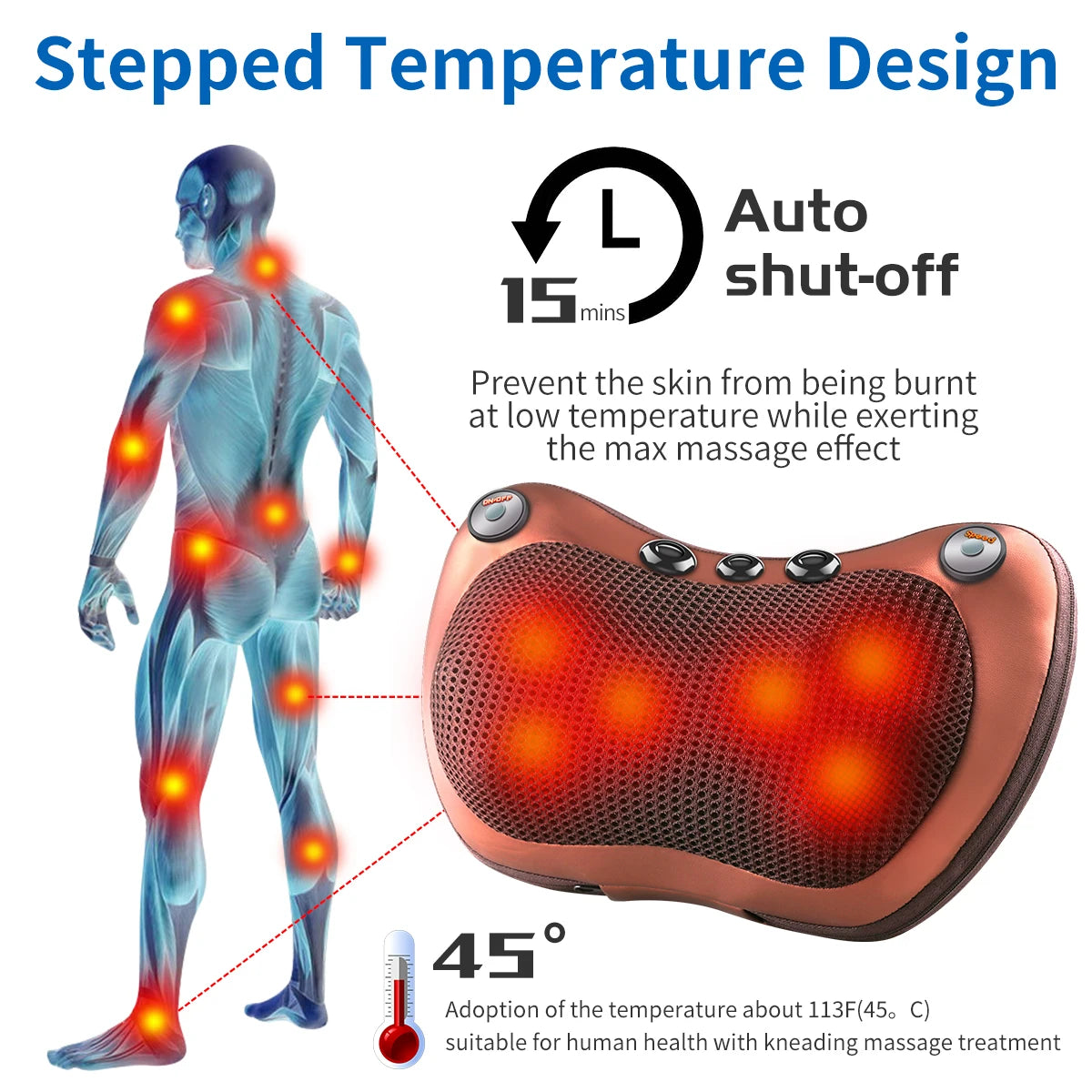 Relax Massage Pillow Electric Magnet Head Shoulder Back Heating Kneading Infrared therapy pillow shiatsu Neck Massager