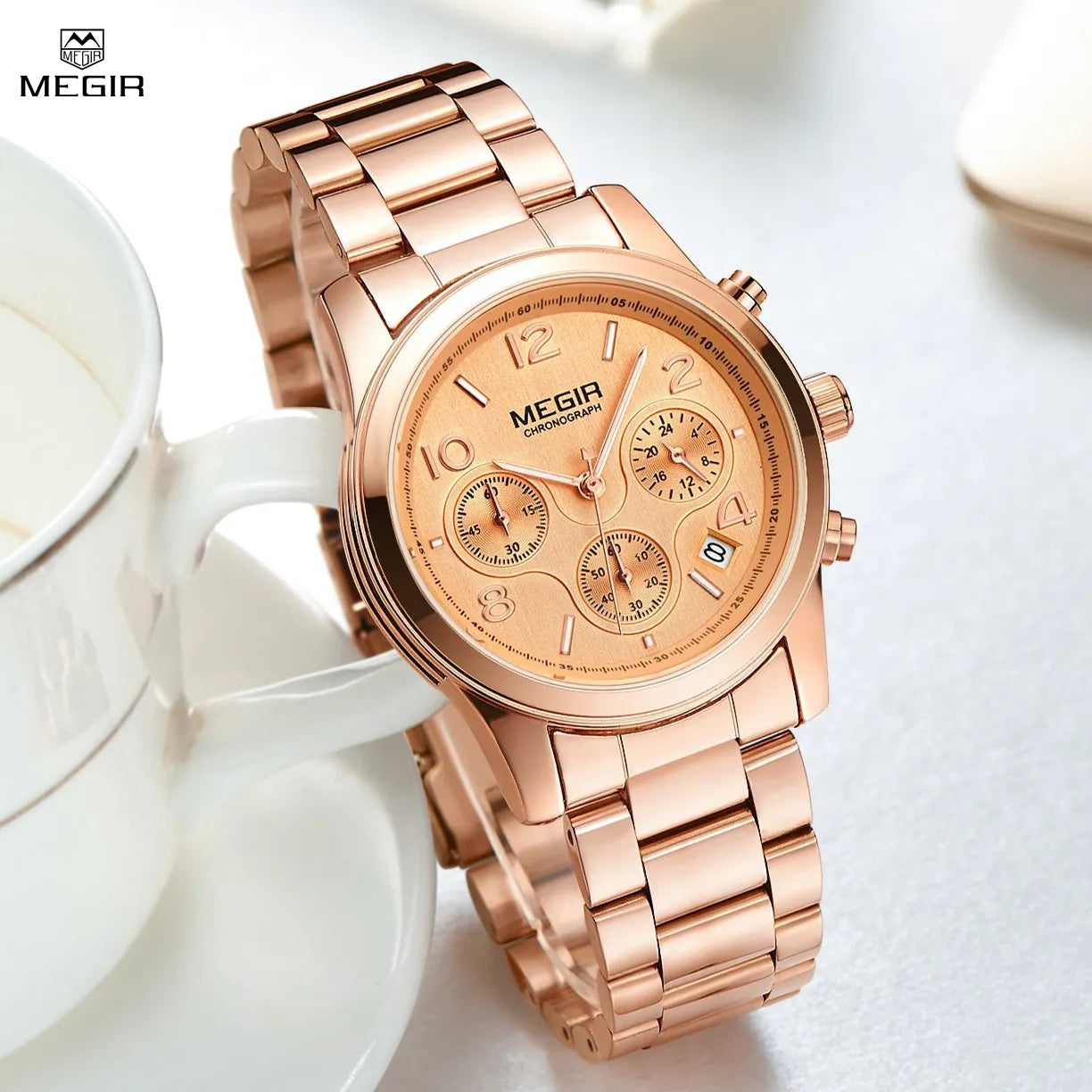 MEGIR 2057: Elegance and Precision in Women's Luxury Quartz Chronograph Watch - A Top-Brand Fashion Accessory (Relogio Feminino)