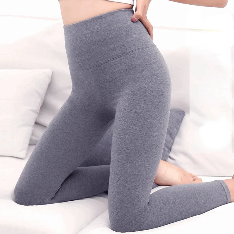 Cotton Thermal Leggings High Waist Thin Flexible Fashionable Solid Color Tight Fitting Pants for Women  Stay Warm and Stylish in Plus Sizes