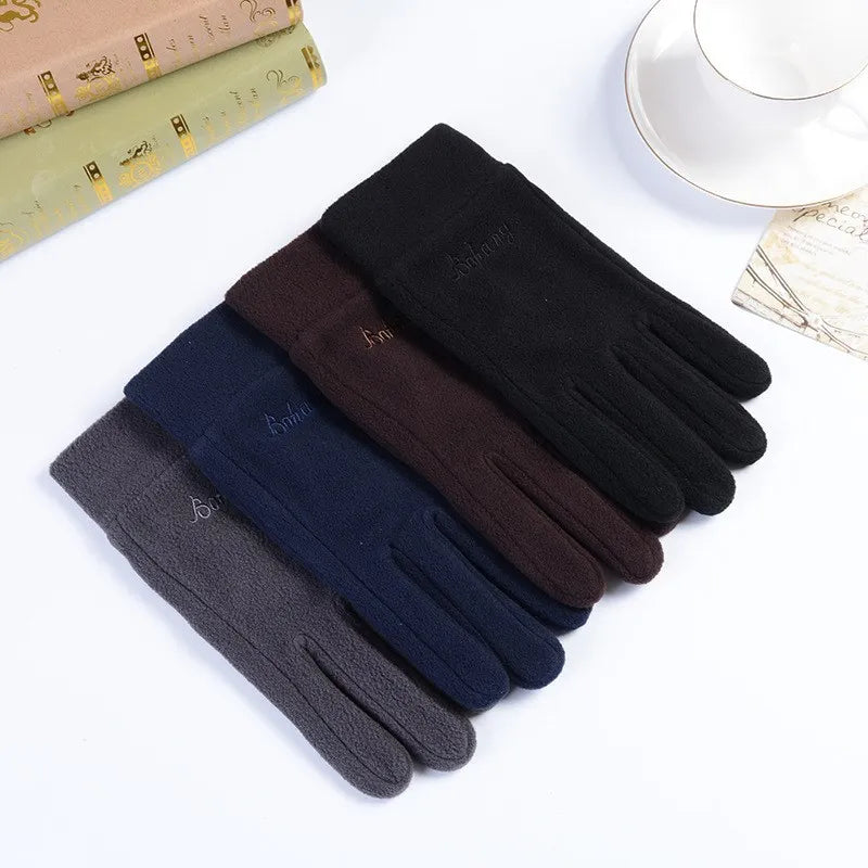 Stay Cozy in Winter: Unisex Polar Fleece Gloves for Cold Adventures, Perfect for Motorcycle Riding and Cycling in Stylish Black