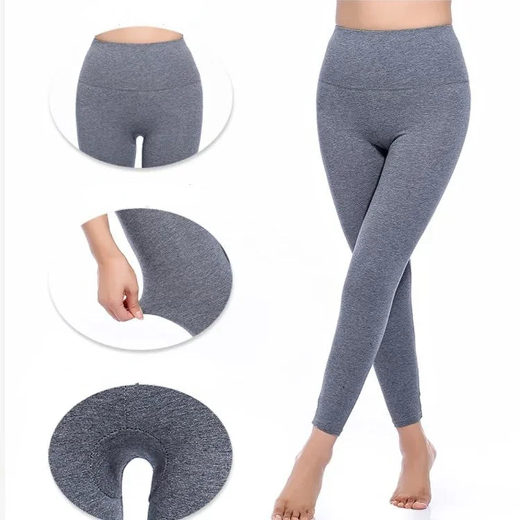 Cotton Thermal Leggings High Waist Thin Flexible Fashionable Solid Color Tight Fitting Pants for Women  Stay Warm and Stylish in Plus Sizes