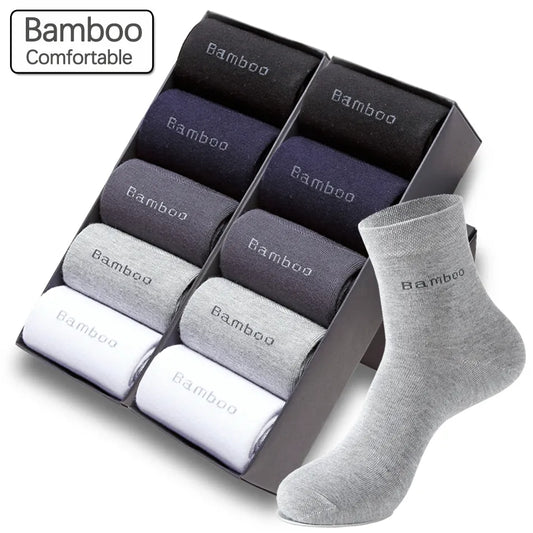 Men Bamboo Fiber Crew Socks Anti Bacterial and Breathable Ideal for Casual or Business Wear