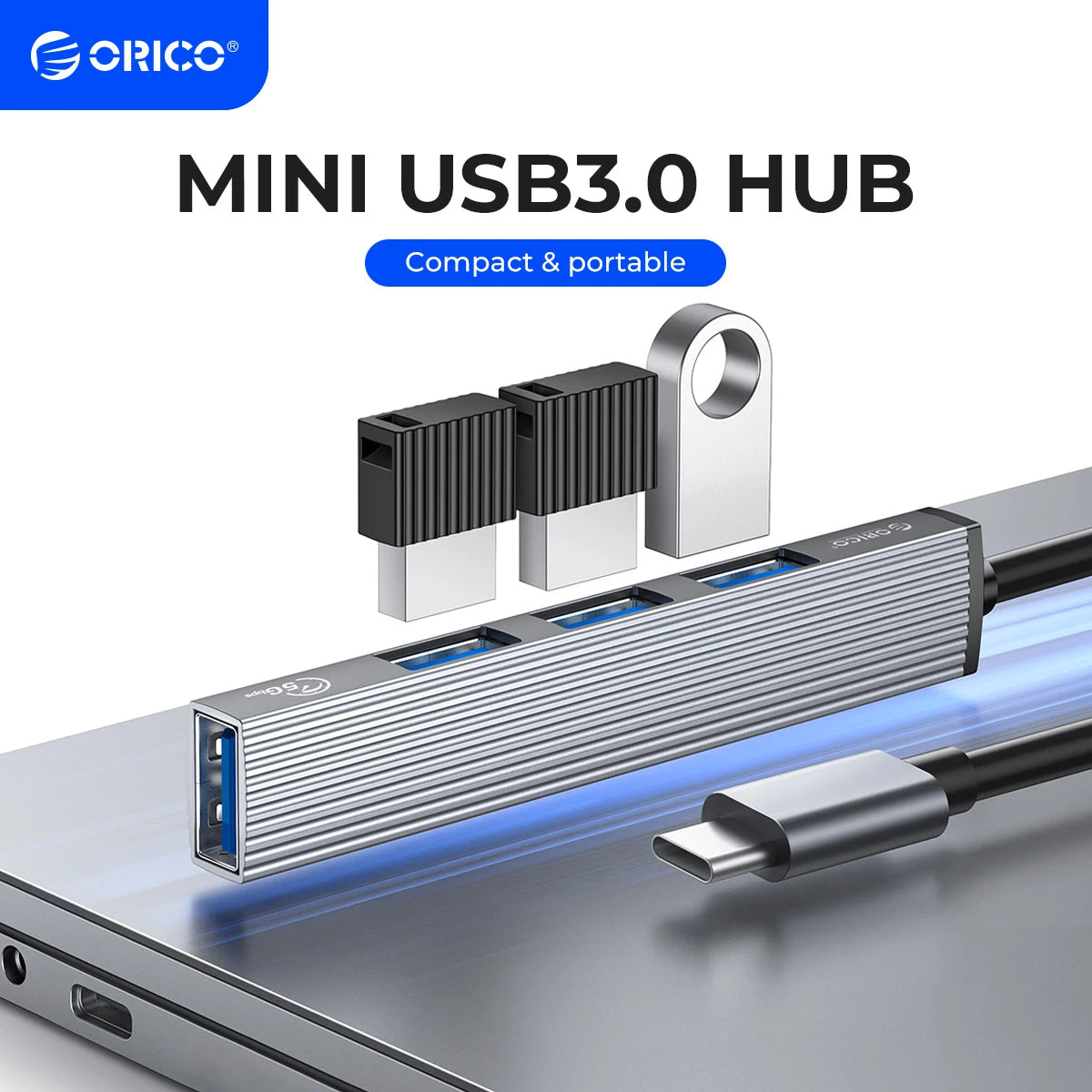 ORICO USB HUB 4 Port USB 3.0 Splitter With Micro USB Power Port Multiple High Speed OTG Adapter for Computer Laptop Accessories