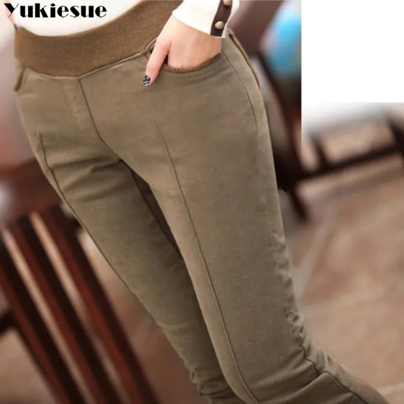 High Waist Velvet Winter Leggings for Women - S-4XL Sizes Skinny Thick