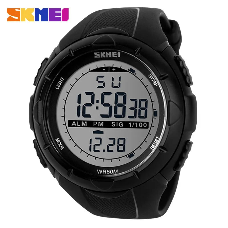 SKMEI 1025: Fashionably Rugged – A Simple Military-Inspired Digital Watch for Men, Packed with Alarms and Waterproof Resilience