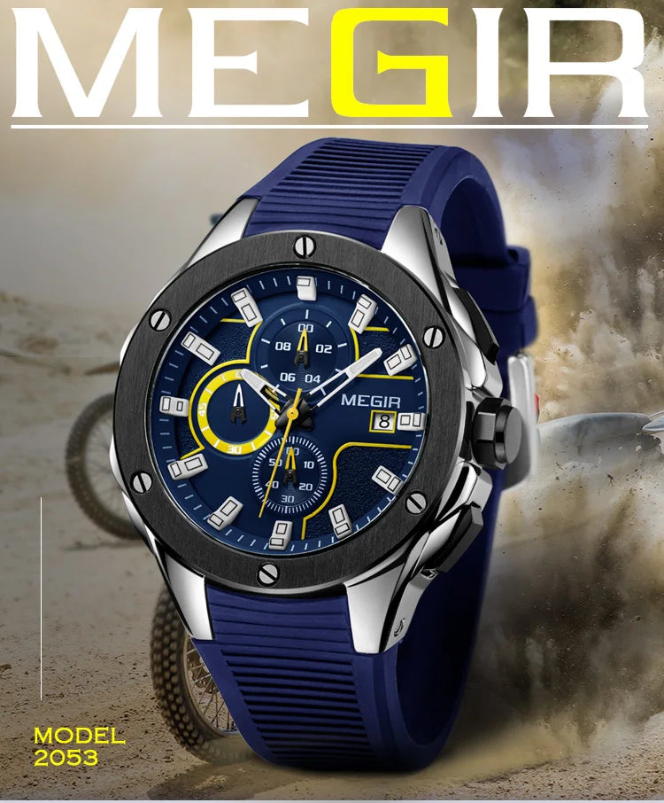 MEGIR Men's Luxury Military Sports Watch: Chronograph, Luminous, Waterproof, and Calendar Function