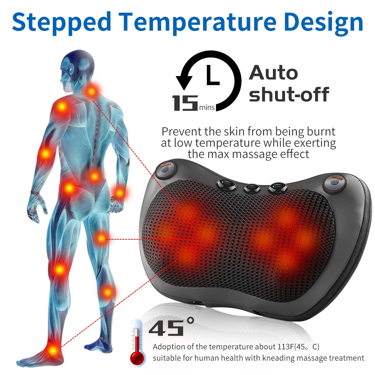 Relaxation Massage Pillow Magnet Head Shoulder Back Heating Kneading Infrared therapy pillow shiatsu Neck Massager