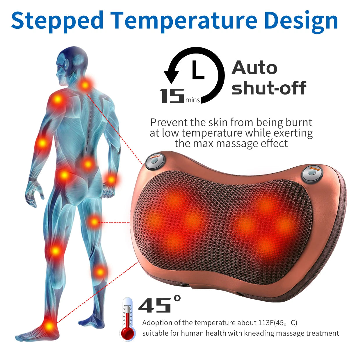 Massage Pillow Electric Head Shoulder Back Kneading Infrared therapy Neck pillow Massager