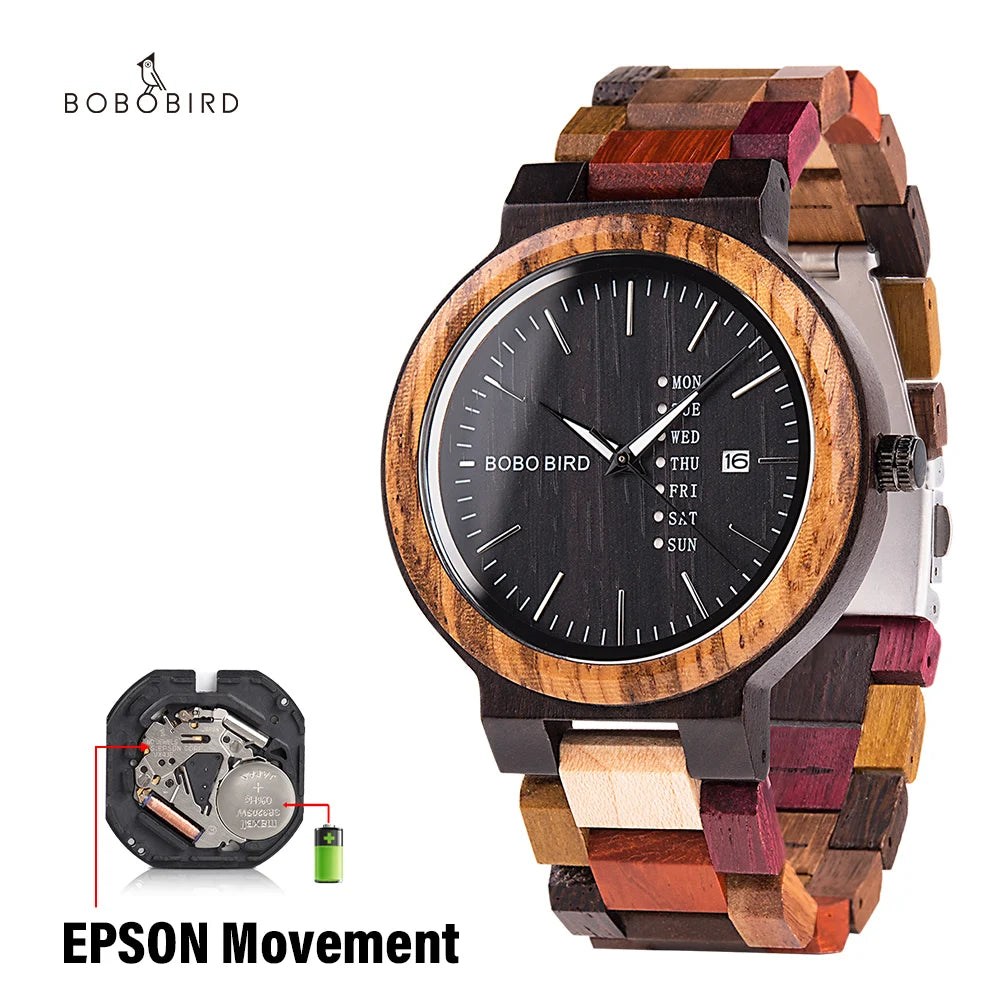 Wood Couple Watches with Handmade Craftsmanship and Auto Date Function