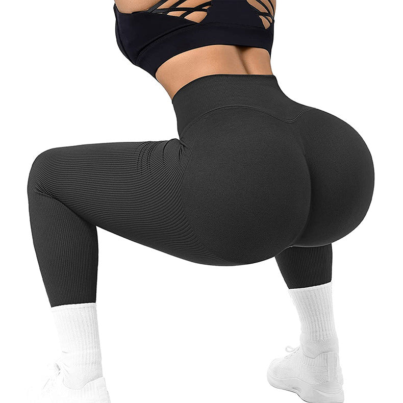 Seamless Sculpt High Waist Threaded Knitted Leggings for Women Fitness and Running