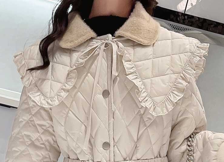 Cosy Comfort Large Lapel Warm Padded Jacket with Fleece Thick Coat Waist for Ultimate Warmth and Style